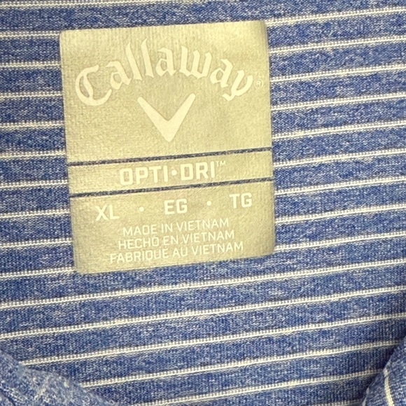 Callaway Blue and White Striped Polo Shirt - Picture 3 of 5